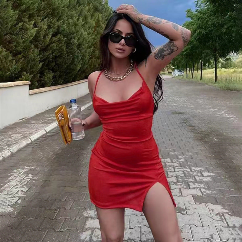 Robe Mini Bodycon pour Femme avec Fente Chic und Stil