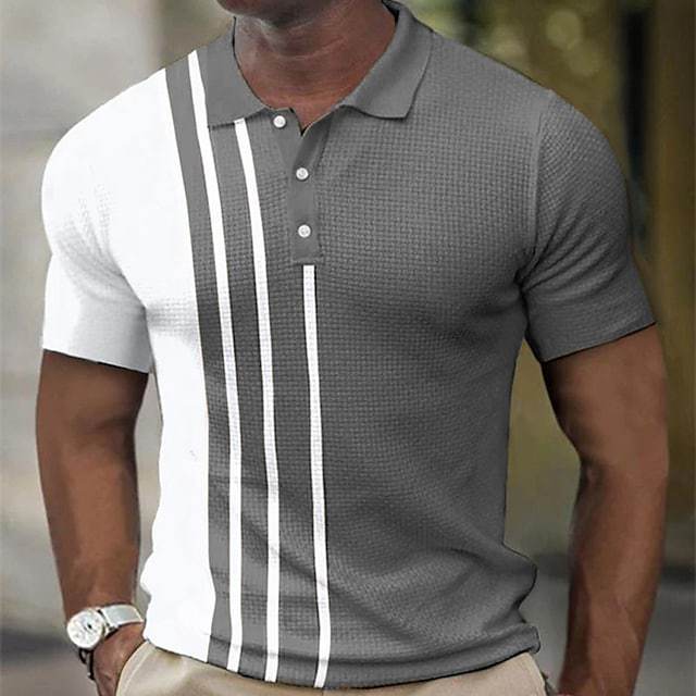 Hommes Polo Performance Texturé à Manches Courtes Chic und Stil