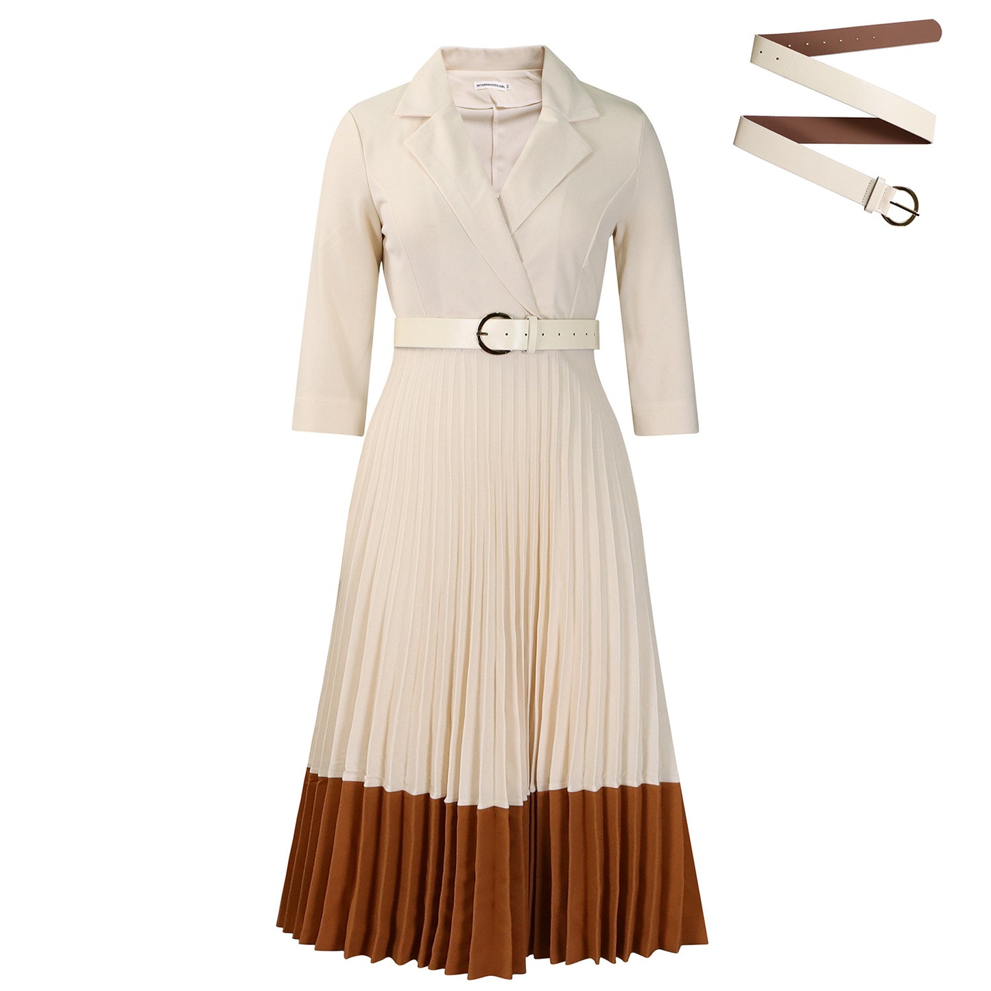 Robe plissée élégante pour femmes avec haut blazer cintré et ceinture Chic und Stil