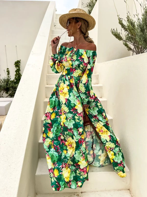 Chic and stylish off shoulder floral maxi dress for women