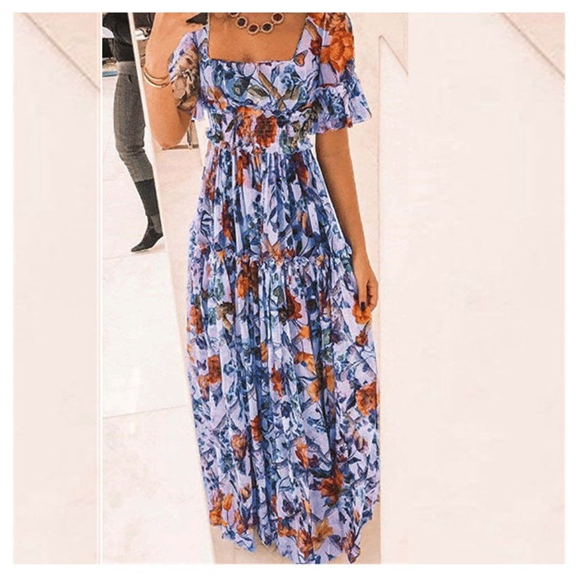 Robe maxi pour femmes avec motif floral et manches évasées Chic und Stil