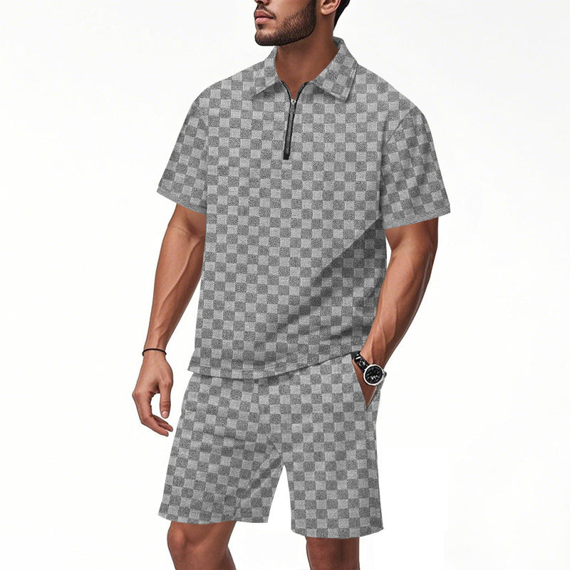 Hommes Ensemble de sport à manches courtes avec design structuré de haute qualité Chic und Stil