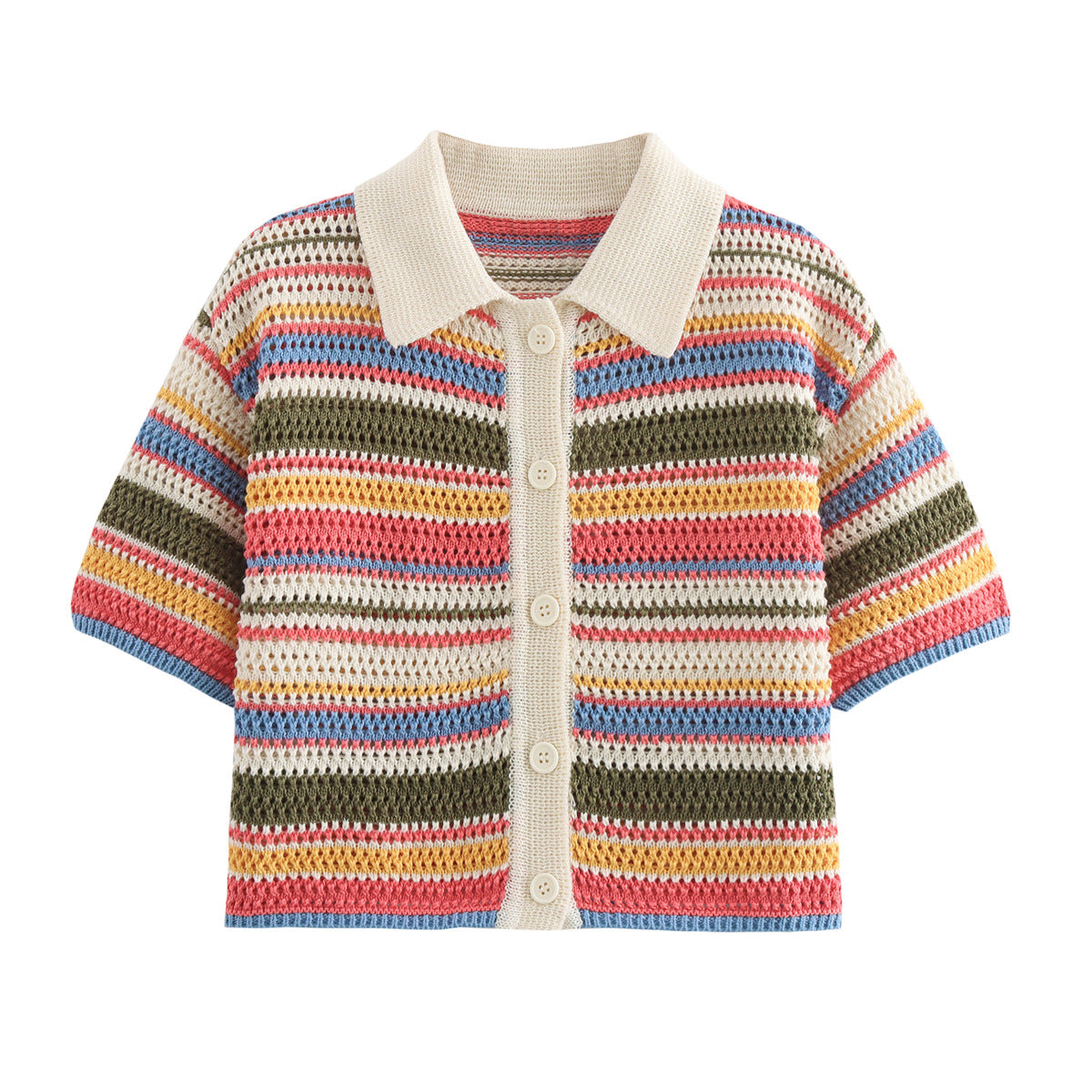 Shorts en tricot aérées pour femmes avec motif rayé coloré Chic und Stil