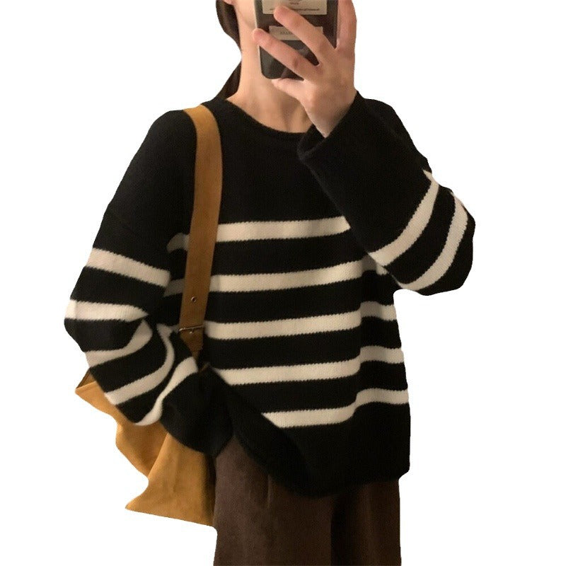 Femmes Pull rayé décontracté en matériau doux Chic und Stil