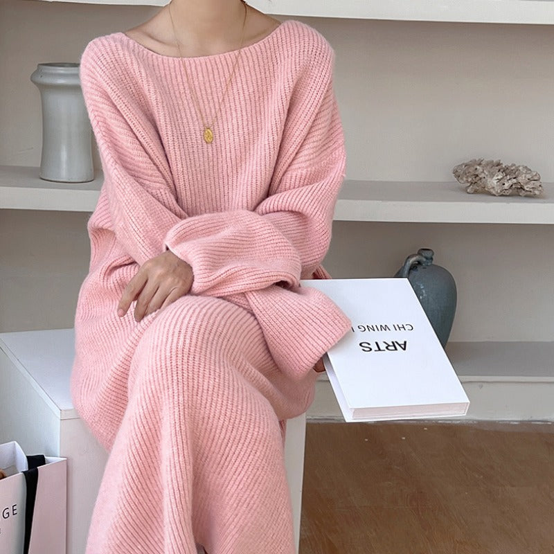 Robe en tricot longue pour femmes avec coupe ample et fine structure côtelée Chic und Stil