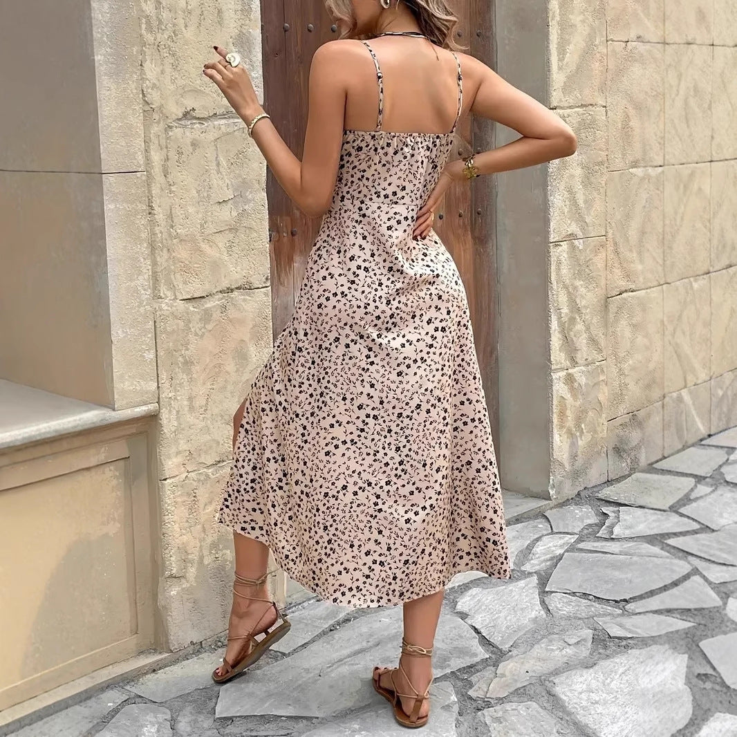 Robe maxi pour femmes avec une coupe slim, un motif floral et une fente latérale Chic und Stil