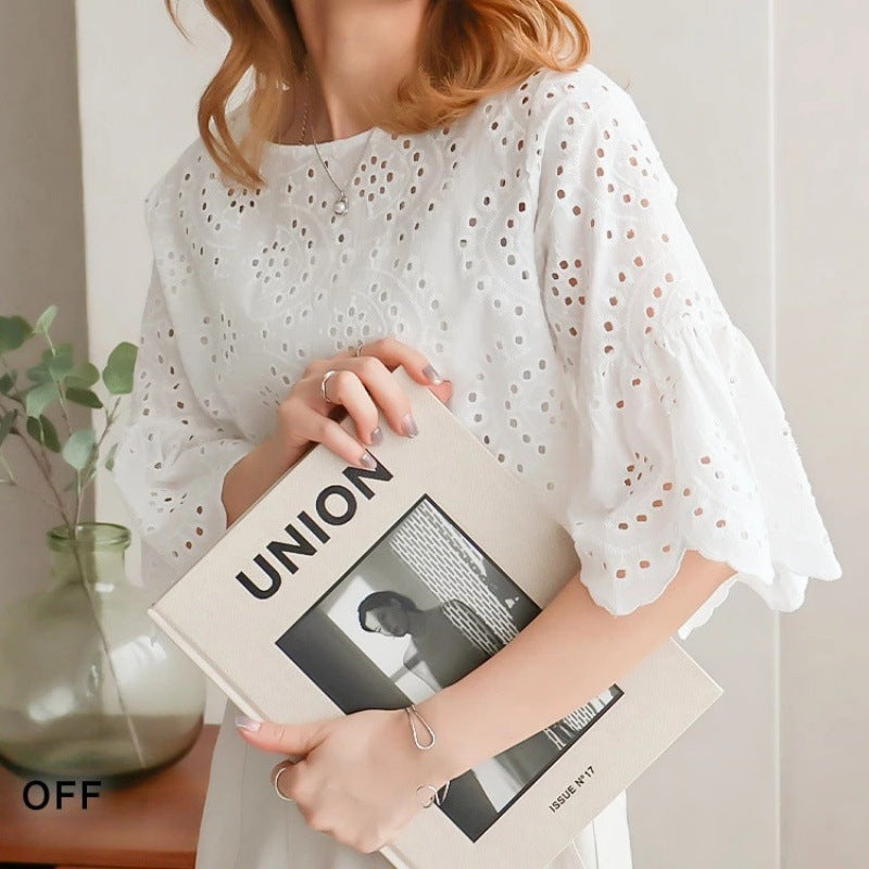 Blouse brodée à trou pour les femmes Chic und Stil