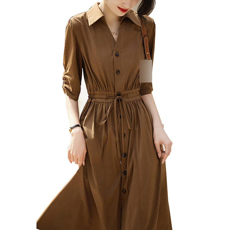 Robe midi élégante à boutons pour femmes Chic und Stil