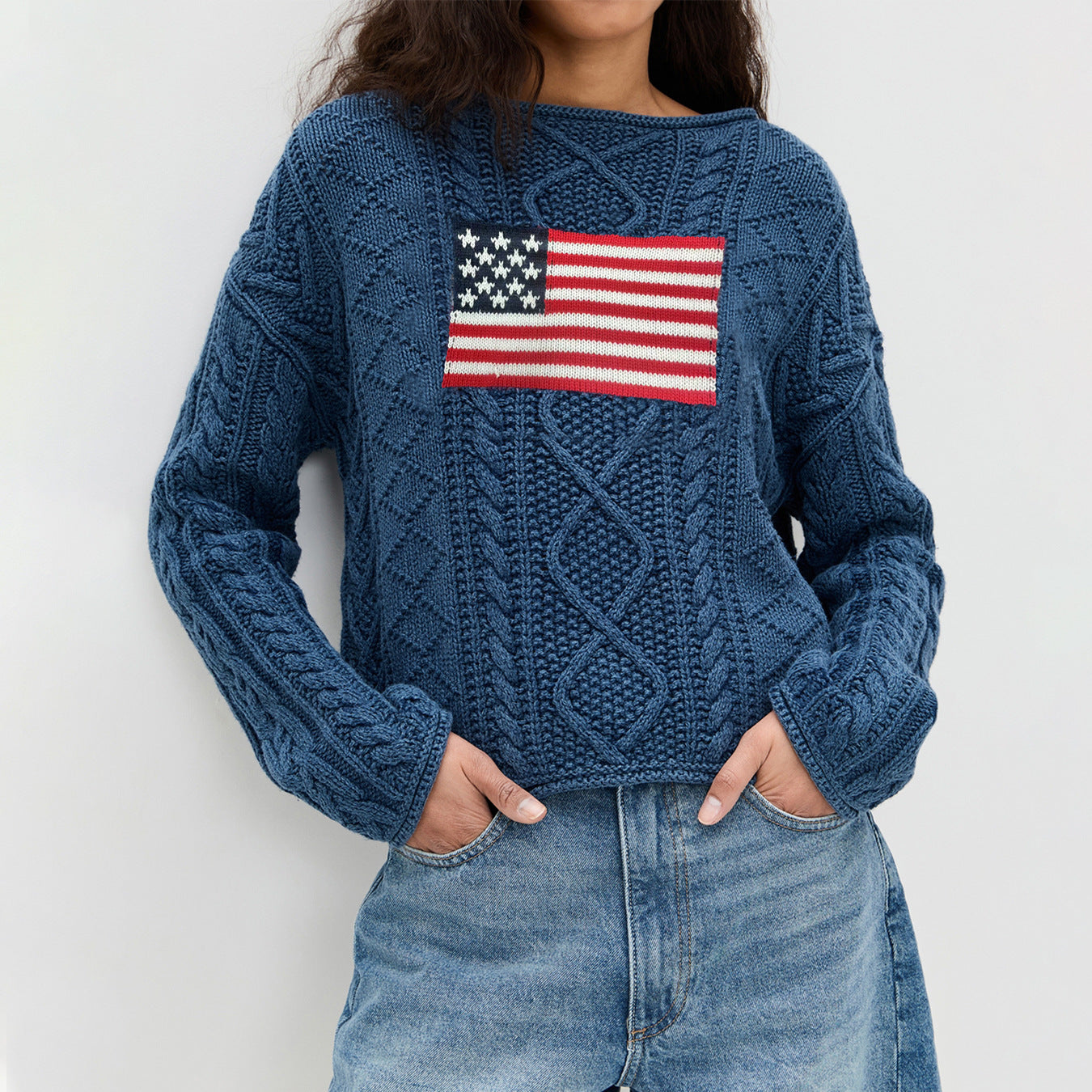 Pull en tricot pour femmes avec design drapeau américain Chic und Stil