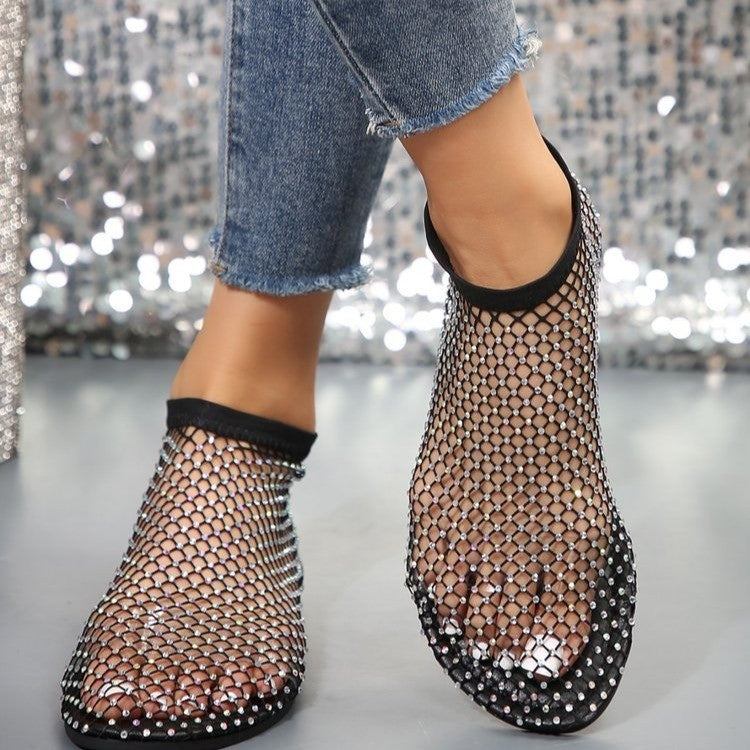 Sandales en mesh pour dames avec des pierres scintillantes Chic und Stil
