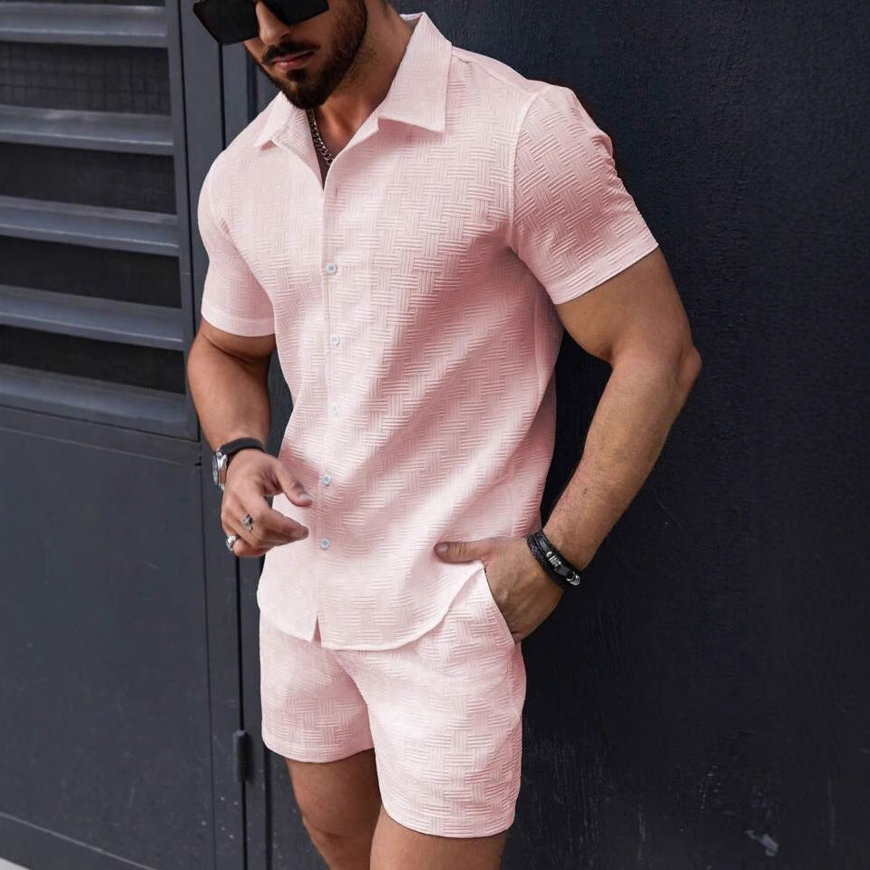 Hommes Ensemble court à manches courtes texturé Chic und Stil