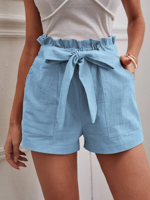 Shorts Tailorés pour Femmes avec Cravate et Poches Pratiques Chic und Stil