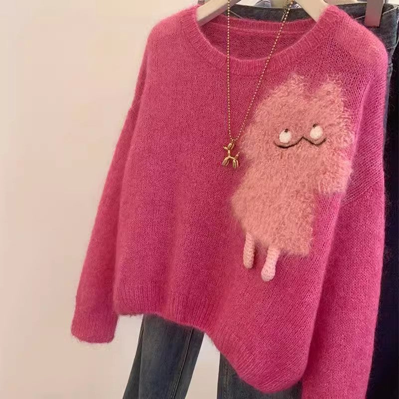 Sweater graphique cartoon douillet pour femmes Chic und Stil