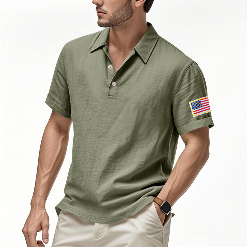 Polo sportif pour hommes avec motif de drapeau américain et technologie de régulation de l'humidité Chic und Stil