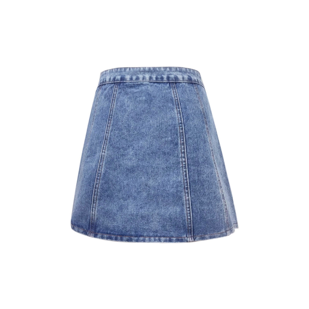 Jupe en jean pour femmes avec détail bouton et ourlet évasé Chic und Stil
