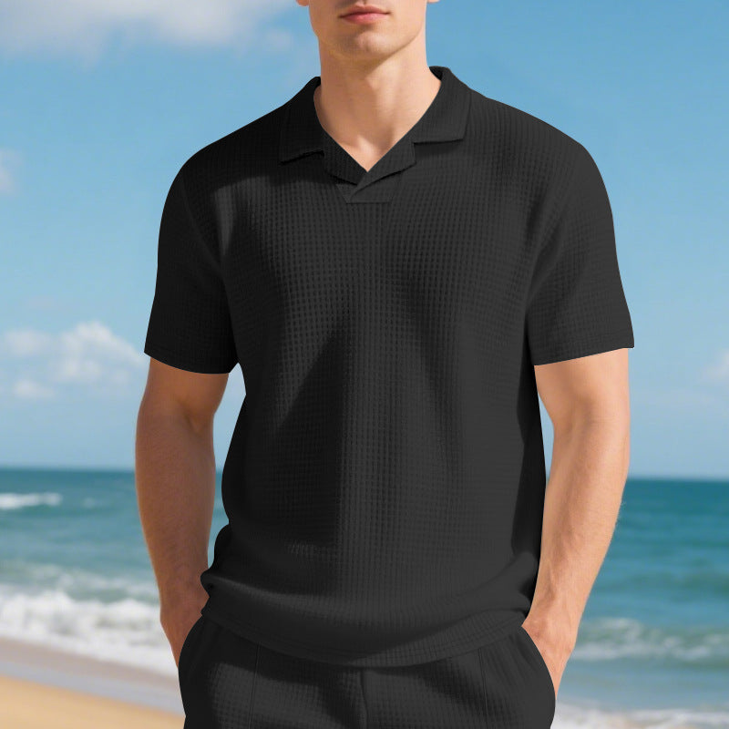 Polo décontracté pour hommes en matériau respirant avec design structuré Chic und Stil