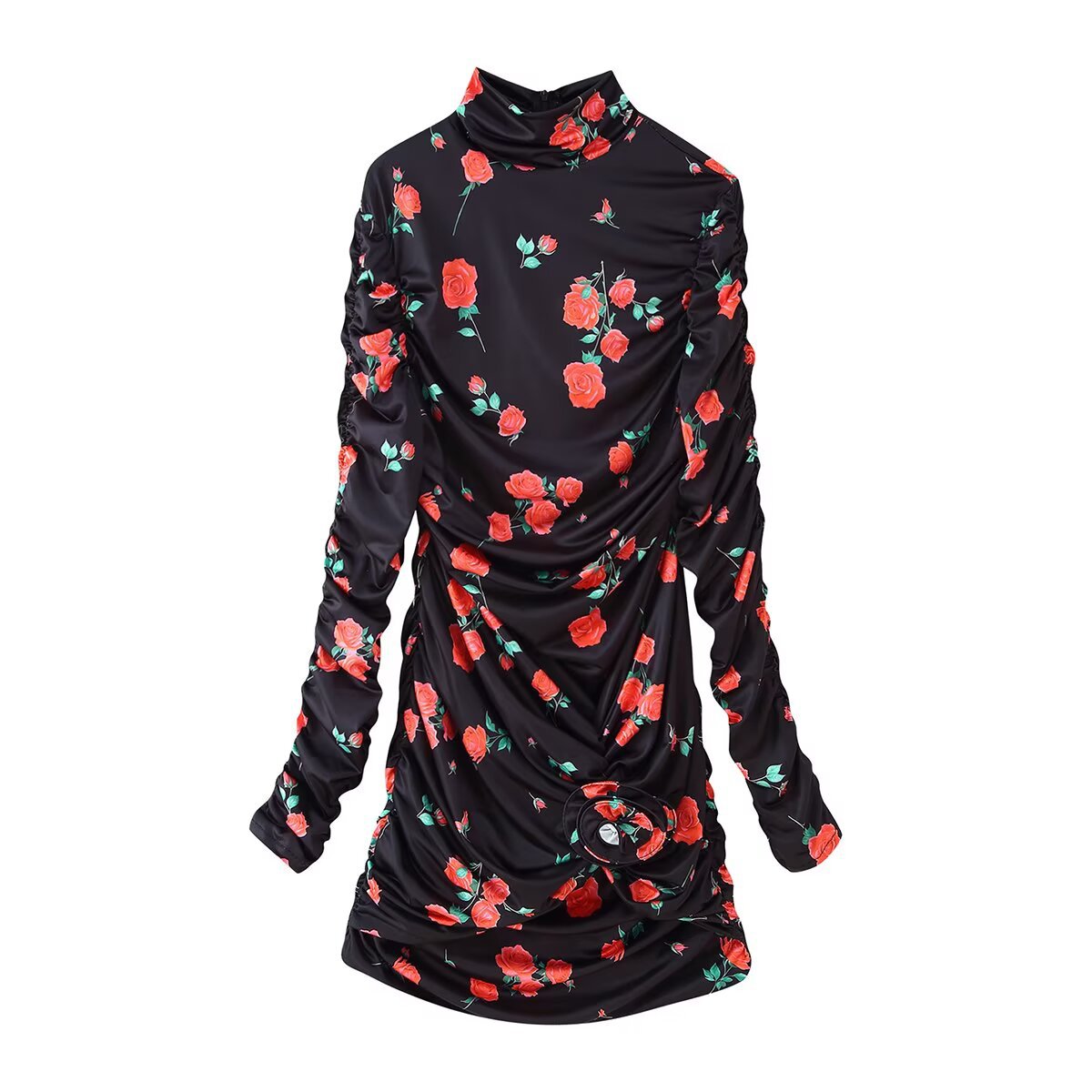 Chemisier élégant à volants pour femmes avec col montant et détail floral Chic und Stil