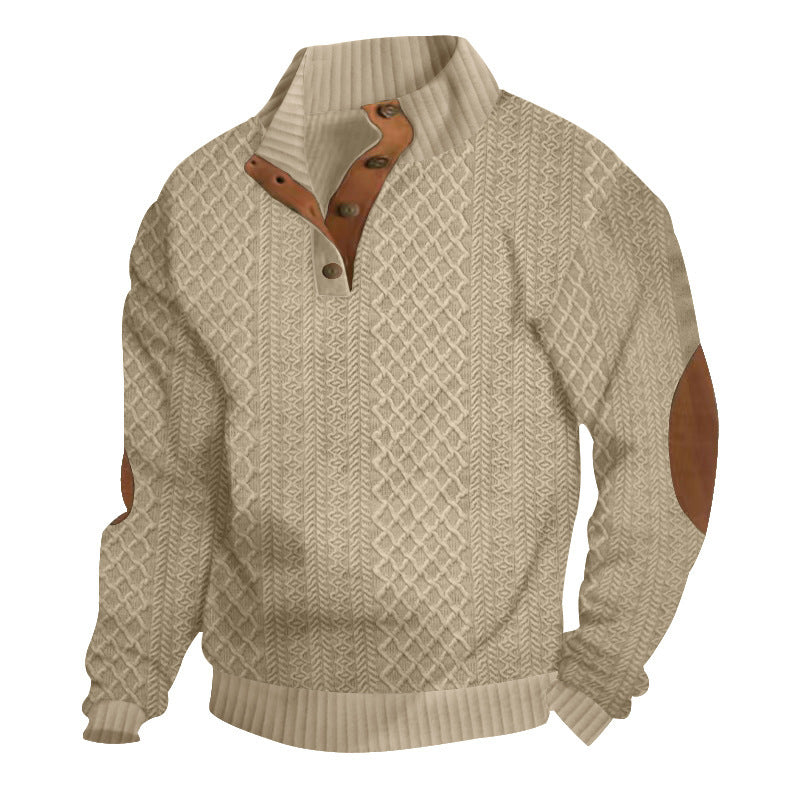 Pull-over décontracté en tricot pour femmes avec col structuré et applications en cuir Chic und Stil