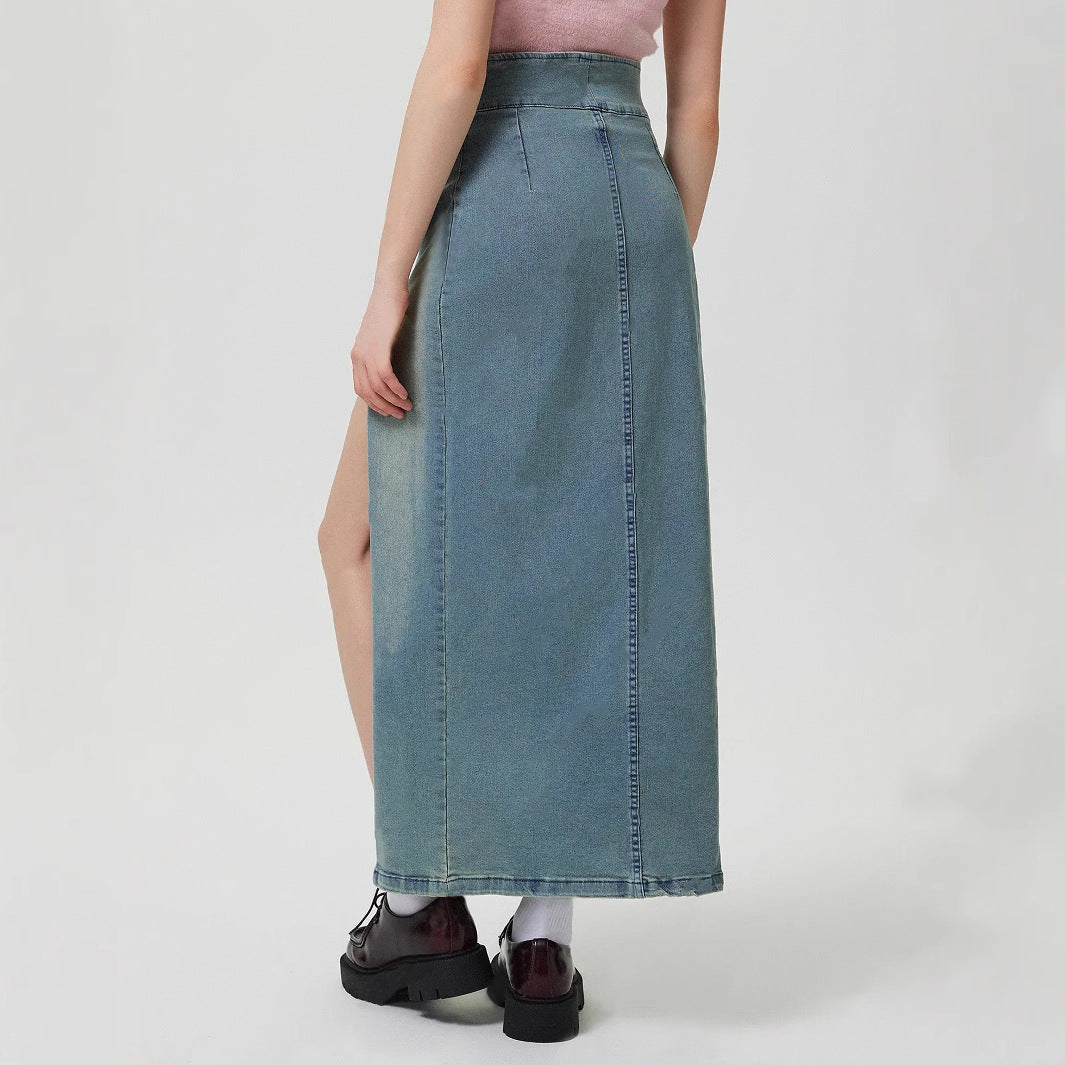 Jupe en jeans longue pour femmes avec fente latérale Chic und Stil