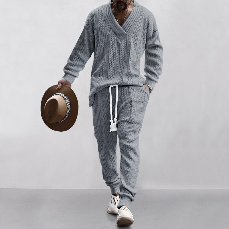 Costume en tricot décontracté pour hommes avec des structures en rib modernes Chic und Stil