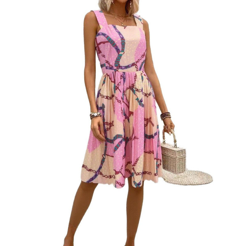 Robe midi inspirée vintage pour femmes avec motif chaîne Chic und Stil