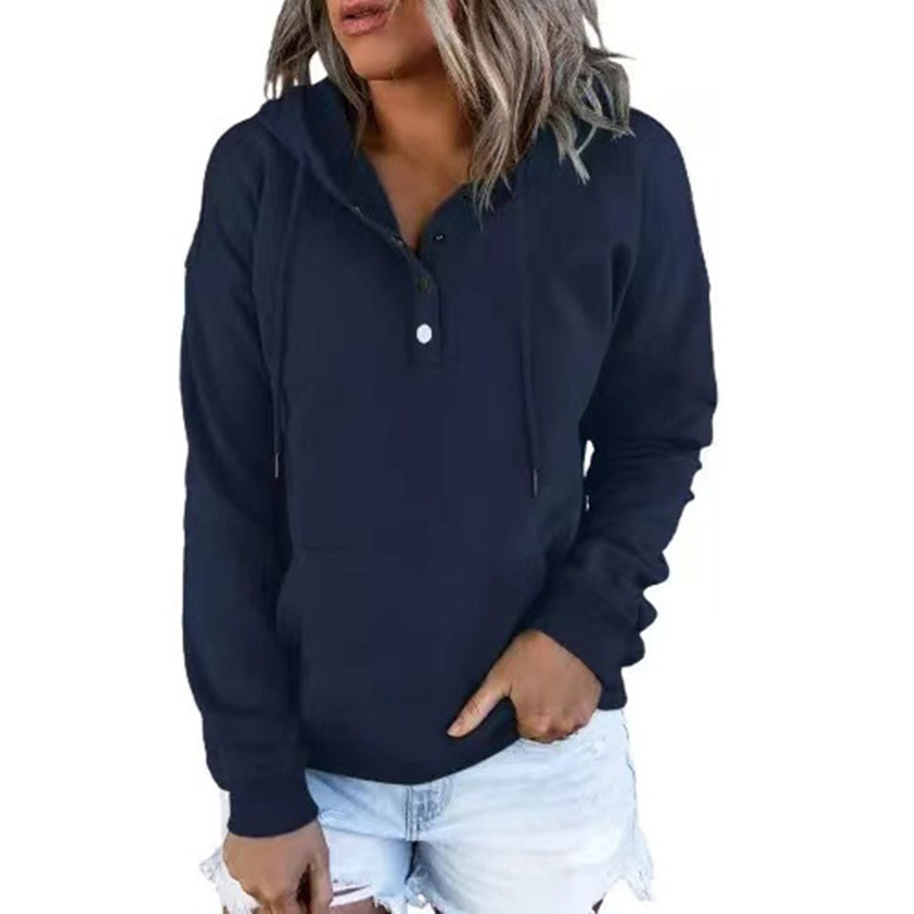 Pull à capuche femme avec détail de bouton tendance Chic und Stil