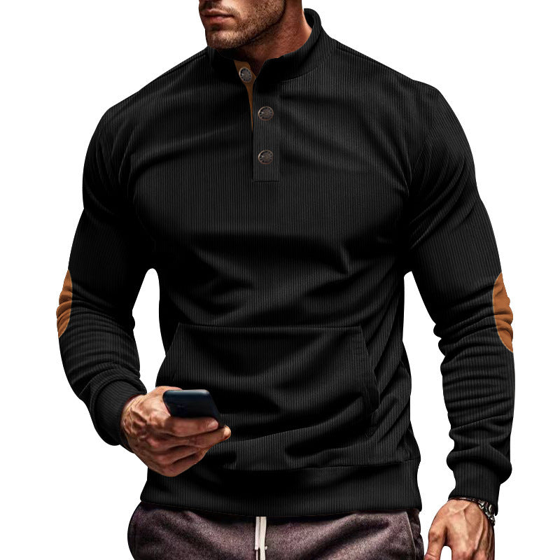 Pull décontracté pour hommes avec patte de boutonnage et surface texturée Chic und Stil