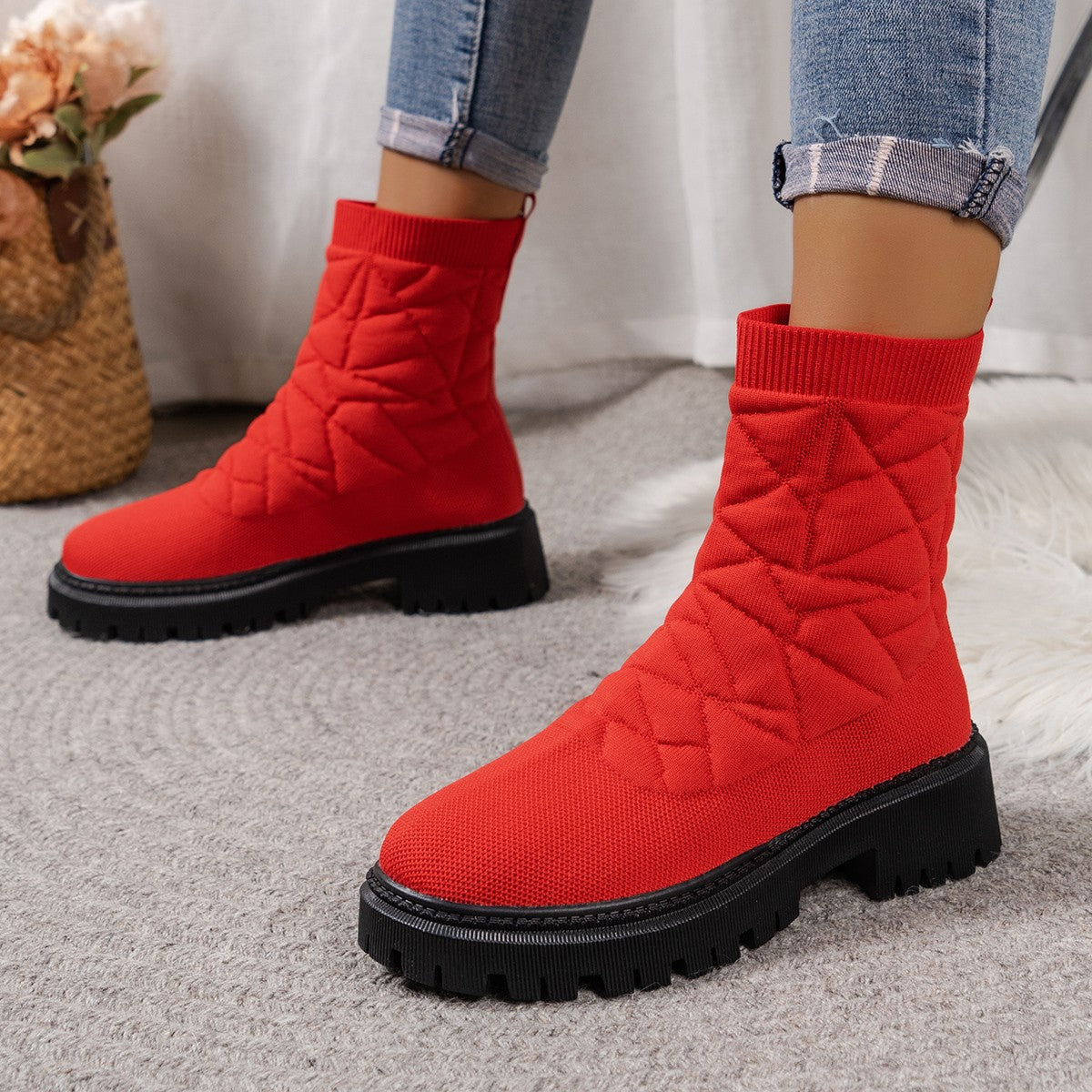 Bottes tendance pour femmes avec dessus texturé et semelle profilée antidérapante Chic und Stil