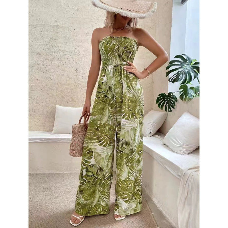 Dame Sans Bretelles Floral Pantalon Large Combinaison Chic und Stil