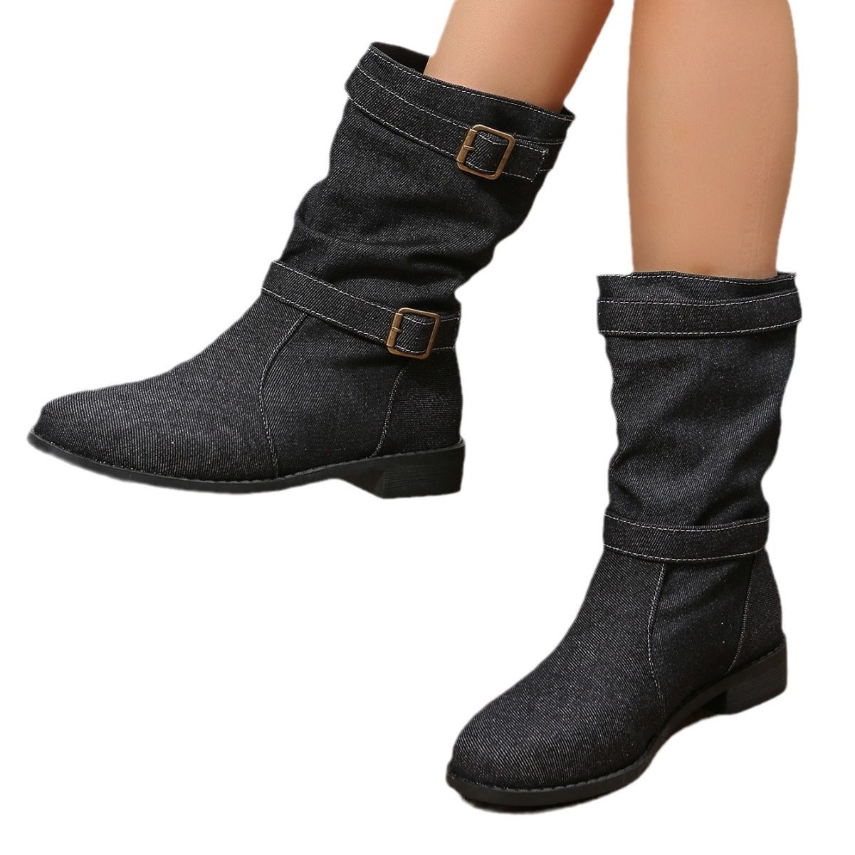 Bottines femmes avec design plissé à la mode et sangle réglable Chic und Stil
