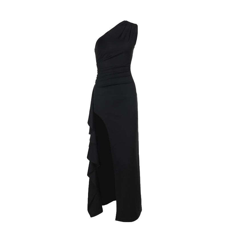 Robe de soirée asymétrique pour femmes avec haute fente Chic und Stil