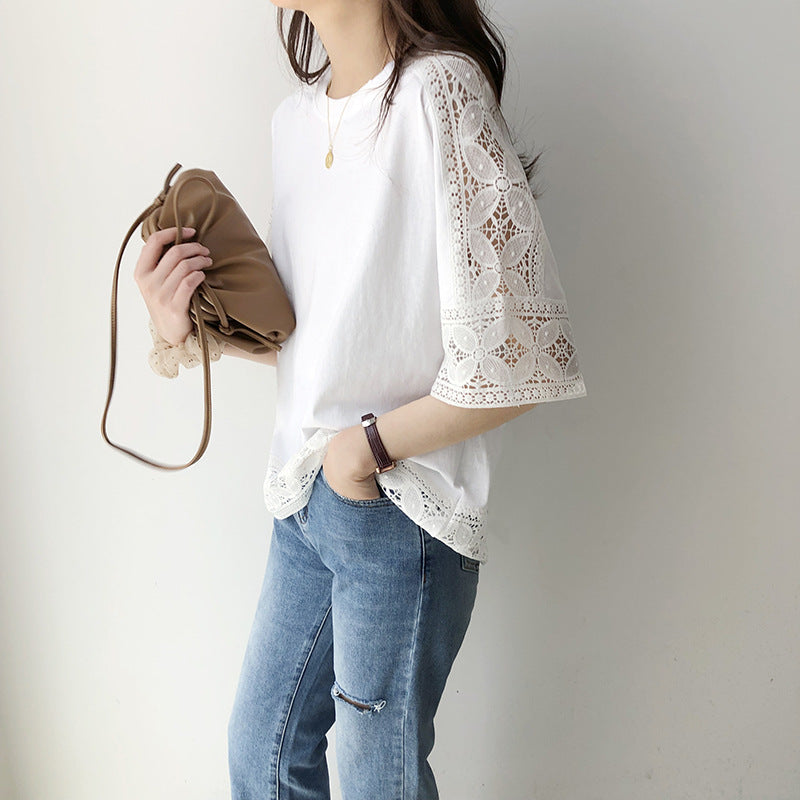 T-shirt femme avec dentelle Chic und Stil