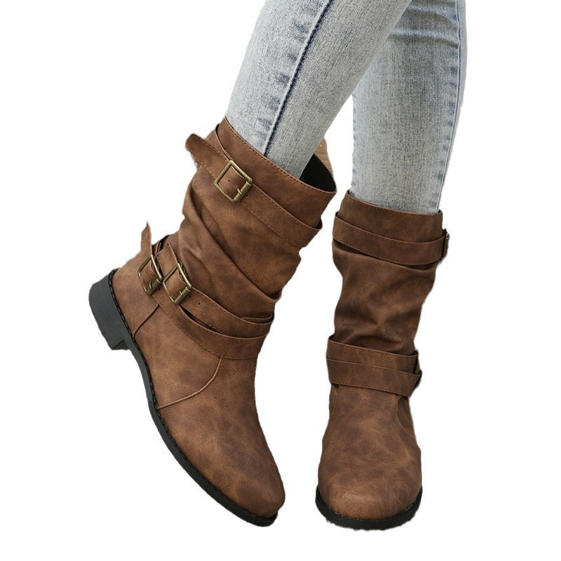 Bottes robustes pour femmes avec boucles tendance et design décontracté Chic und Stil