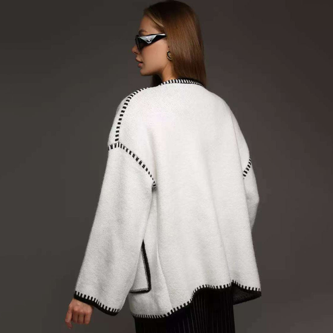 Cardigan en tricot surdimensionné pour femmes avec ceinture et poches Chic und Stil