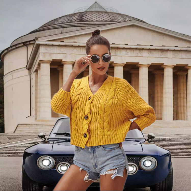 Veste en tricot épais pour femmes avec boutons décoratifs et coupe décontractée Chic und Stil
