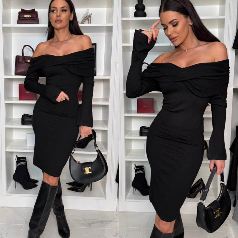 Robe midi bodycon off-shoulder Chic und Stil