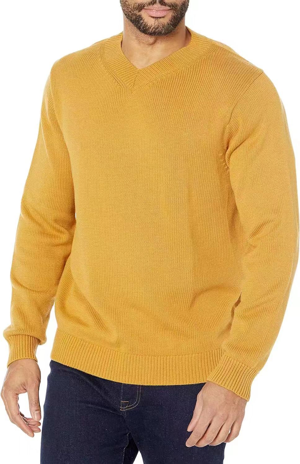Pull en V à col pour hommes en tricot fin Chic und Stil