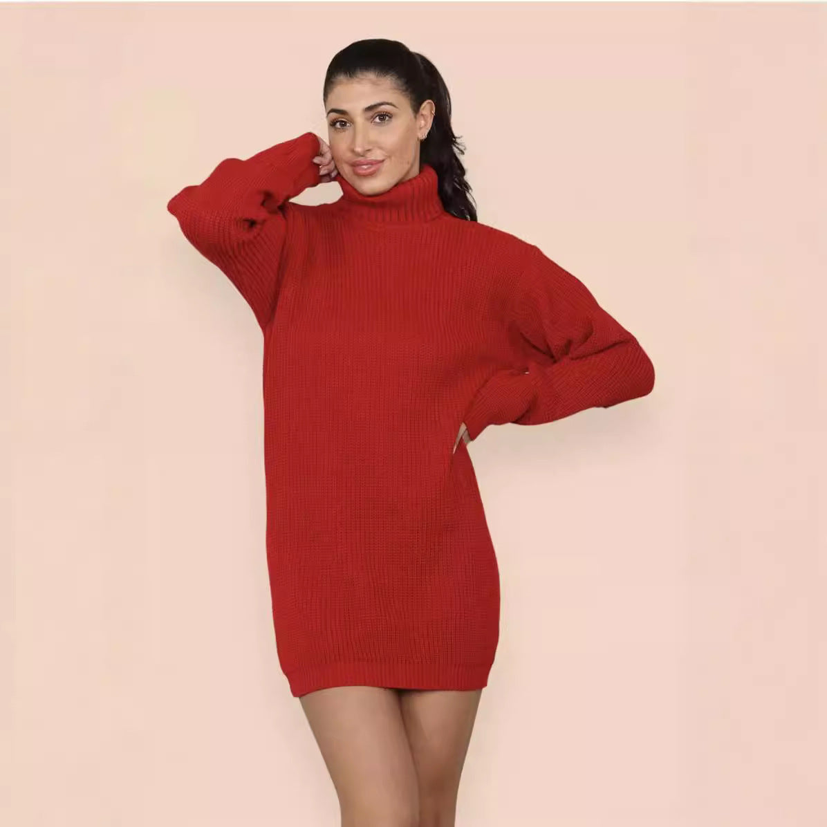 Robe en tricot pour femmes avec col montant et coupe décontractée Chic und Stil