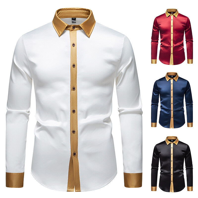 Chemise élégante à manches longues pour homme avec des accents satinés Chic und Stil