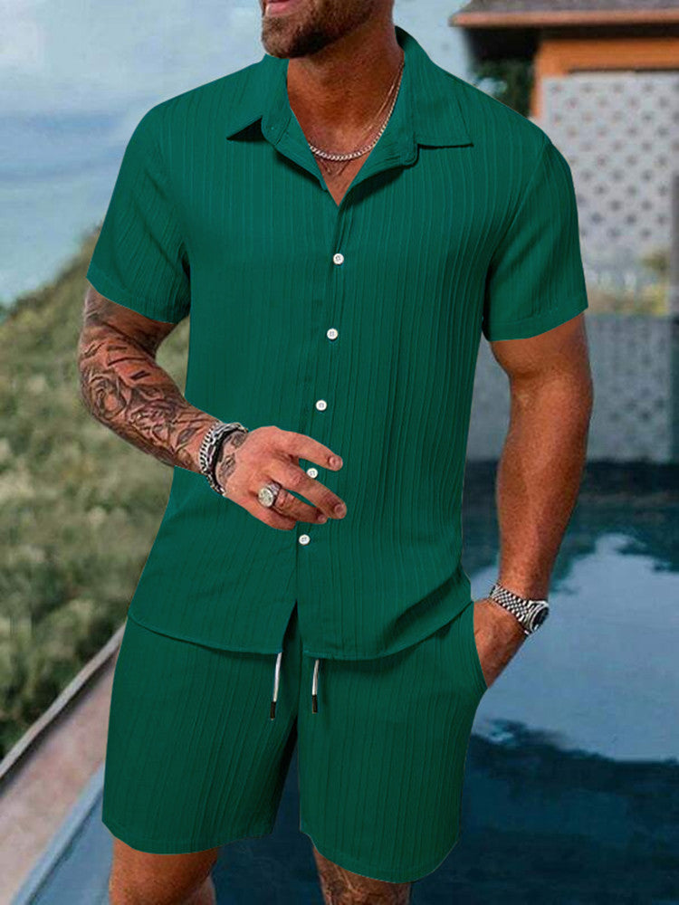 Chemise à manches courtes en rayures pour hommes Set Chic und Stil
