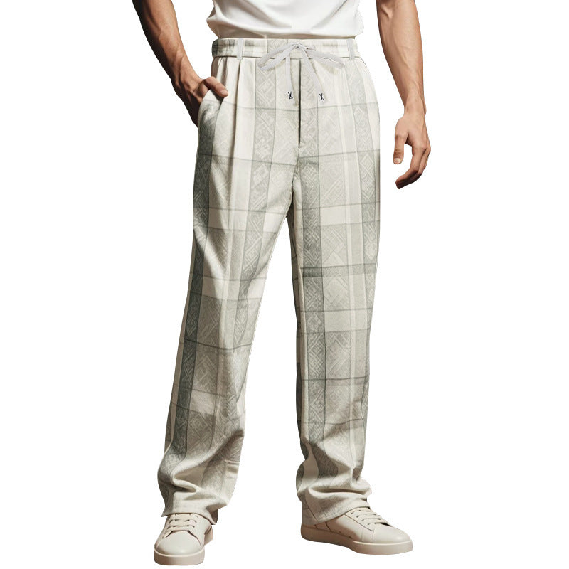 Pantalon à carreaux décontracté pour hommes avec taille élastique et cordon de serrage réglable Chic und Stil