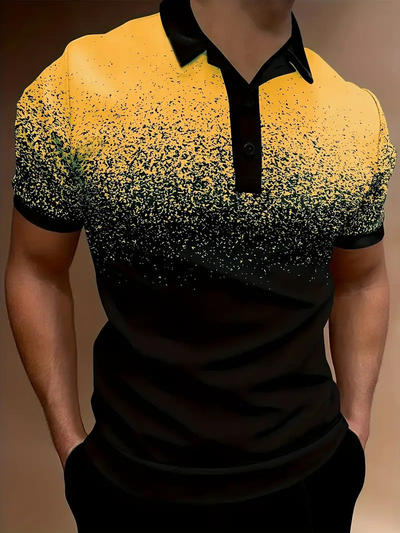 Hommes-Gradient-Impression-Performance-Polo-shirt Chic und Stil