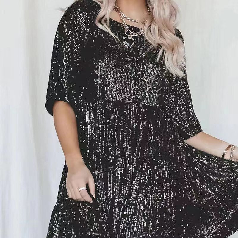 Robe mini scintillante pour femmes avec paillettes et coupe ample Chic und Stil