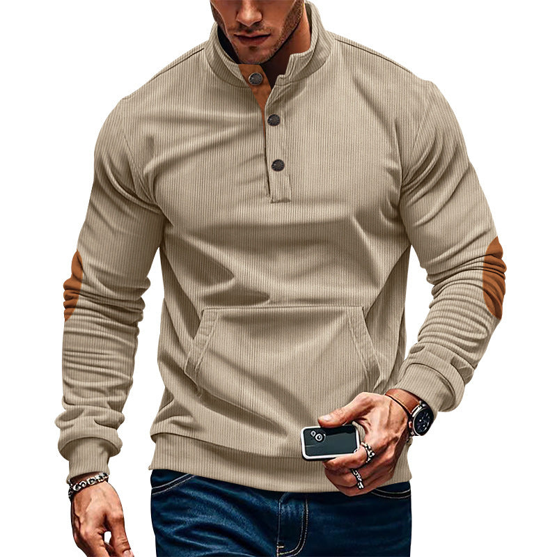 Pull décontracté pour hommes avec patte de boutonnage et surface texturée Chic und Stil