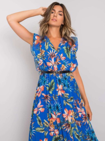Robe Midi à volants floraux pour femmes Chic und Stil