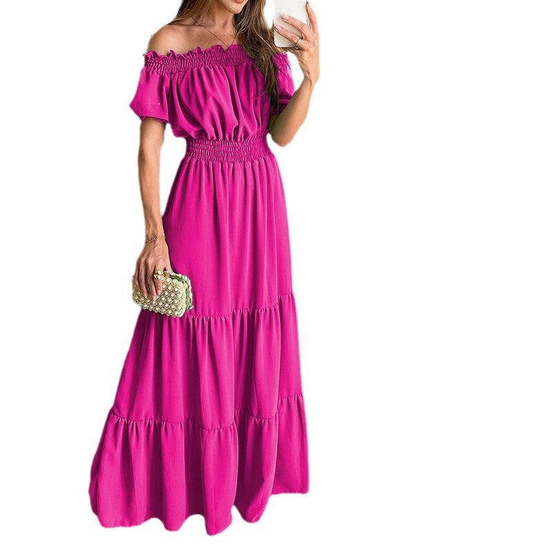 Maxi robe pour femmes avec design sans épaules et volant Chic und Stil