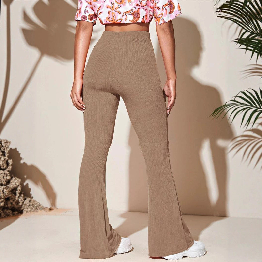 Leggings évasées taille haute en tricot côtelé pour femmes Chic und Stil