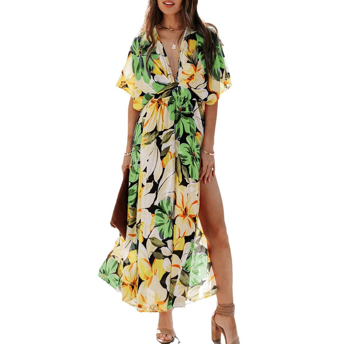 Chic and Stylish Women's Floral Wrap Maxi Dress