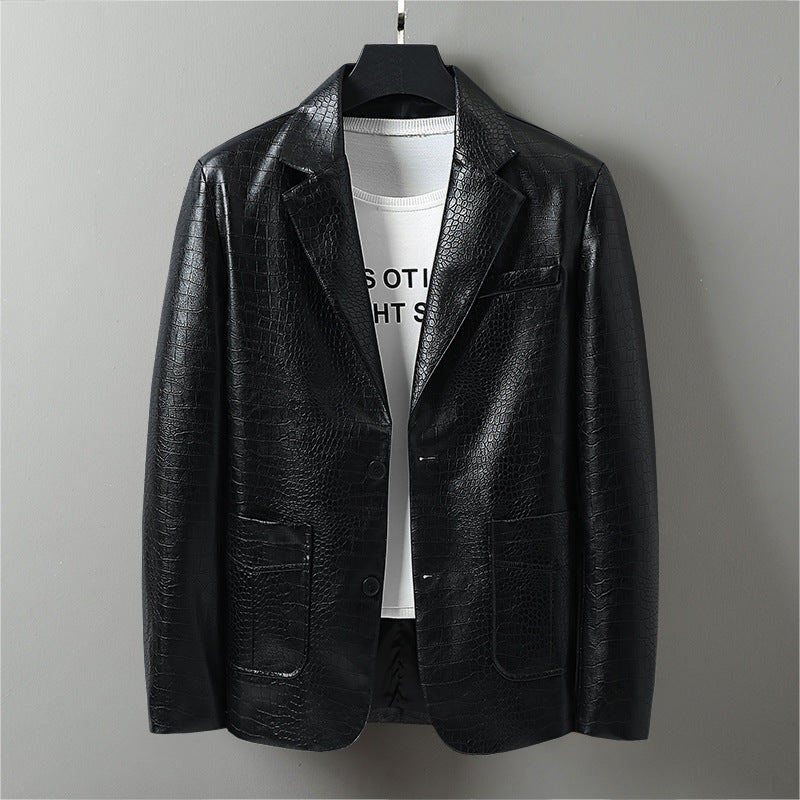 Dames Élégante Veste en Similicuir avec Design Texturé Chic und Stil