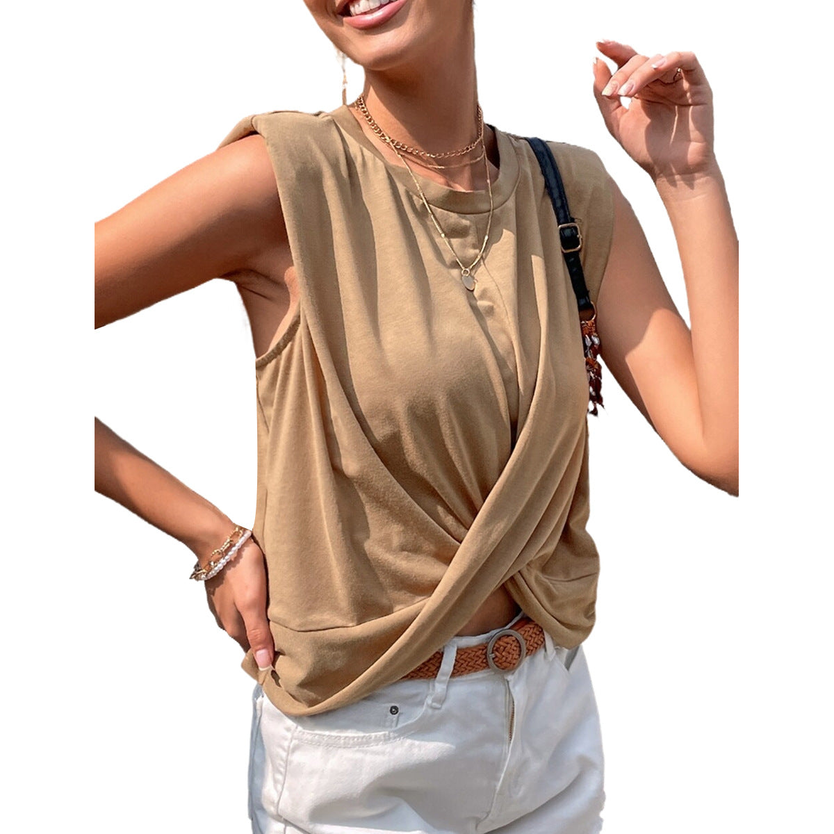 Haut décontracté à enrouler pour femmes en matériau doux Chic und Stil